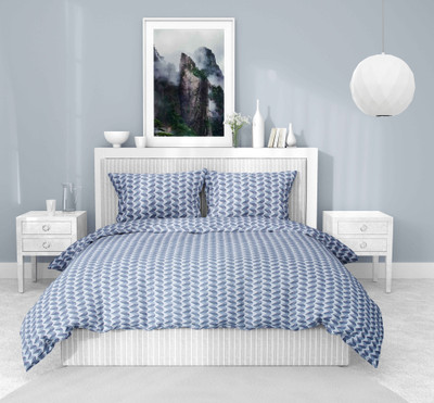 AGIDECOR Cotton Blend Double Flat 210 TC Abstract Bedsheet(Pack of 1, Blue Drop)