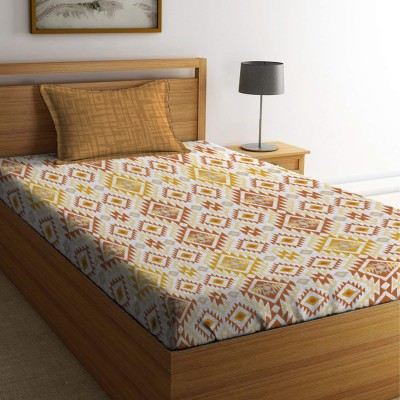 TRIDENT 144 TC Cotton Single Geometric Flat Bedsheet(Pack of 1, Aria Yellow)