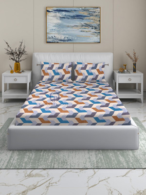 OjasBloom Cotton Double Flat 180 TC Printed Bedsheet(Pack of 1, Geometry)