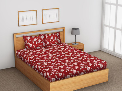 Flipkart Perfect Homes Polycotton Double Flat 144 TC Printed Bedsheet(Pack of 1, Maroon)
