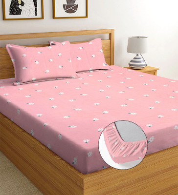 DECORHUT FAB Cotton King Fitted (Elastic) 244 TC Printed Bedsheet(Pack of 1, Multicolor)