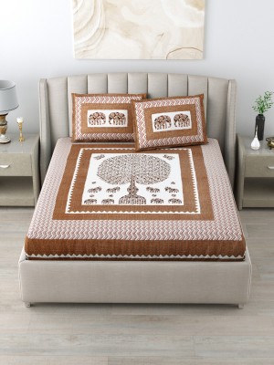 Living Roots 210 TC Cotton King Abstract Flat Bedsheet(Pack of 1, Brown)