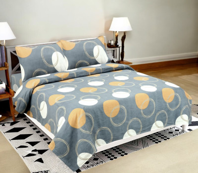 Hazal 180 TC Cotton King 3D Printed Flat Bedsheet(Pack of 1, Multicolor)