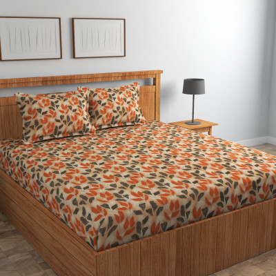 MANIQATEX 300 TC Cotton King 3D Printed Flat Bedsheet(Pack of 1, Multicolor)