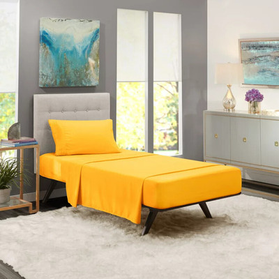 BEVI 280 TC Microfiber Single Solid Flat Bedsheet(Pack of 1, Yellow)