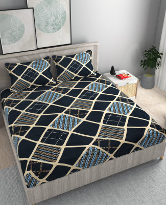 Damac 180 TC Microfiber King Printed Fitted (Elastic) Bedsheet(Pack of 1, Blue)