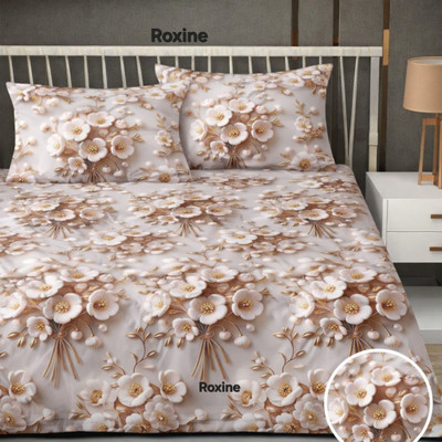 Roxine Cotton King, Queen, Double Fitted (Elastic) 380 TC Floral 1 Bedsheet(Multicolor, 7d bedsheet04)