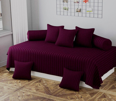 HOMYBEES Cotton Single Flat 210 TC Striped Bedsheet(Pack of 1, Wine)