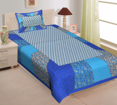 E ELMA Cotton Single Flat 140 TC Printed Bedsheet(Pack of 1, Multicolor)