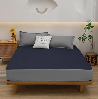 Sovereign 10 TC Polyester King Solid Flat Bedsheet(Pack of 1, Blue)