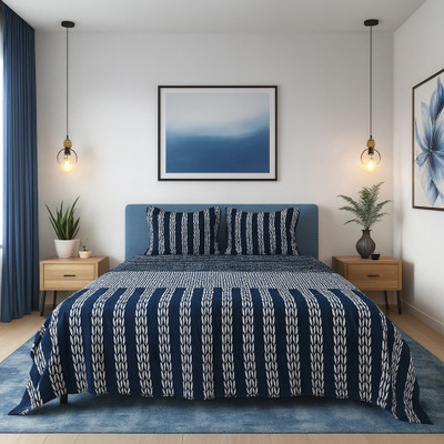 SCHp Woolen, Velvet Double Flat 240 TC Printed Bedsheet(Pack of 1, B_62)