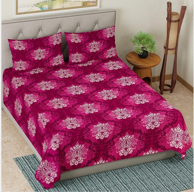 CARLTON LONDON Cotton Queen Flat 104 TC Geometric Bedsheet(Pack of 1, Multicolor24)