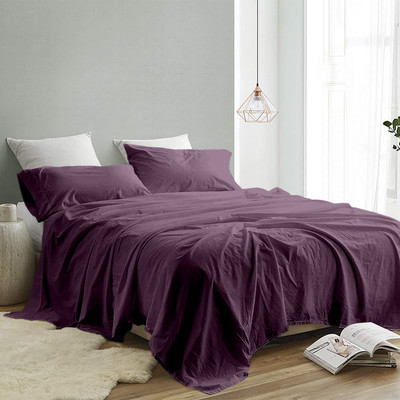 INDRA'S Cotton King Flat 300 TC Solid Bedsheet(Pack of 1, PLUM PURPLE)