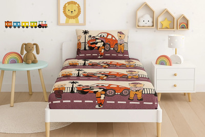 SCHp 320 TC Cotton Single Printed Flat Bedsheet(Pack of 1, B_25)