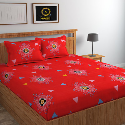 GLORIES 210 TC Cotton King Printed Flat Bedsheet(Pack of 1, WINE FLOWER)