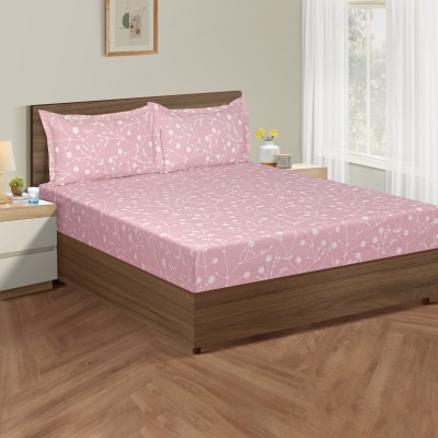 SWAYAM 200 TC Cotton Super King Printed Flat Bedsheet(Pack of 1, Pink)