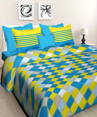 JAIPUR PRINTS Cotton Double Flat 144 TC Jaipuri Prints Bedsheet(Pack of 1, Green)