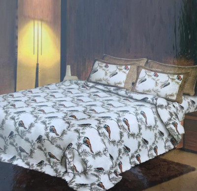 PALANG SHOBHA Cotton Double Flat 250 TC Floral Bedsheet(Pack of 1, White)