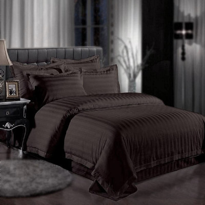 TUNDWAL'S 210 TC Microfiber Single Striped Flat Bedsheet(Pack of 1, Dark Coffee)