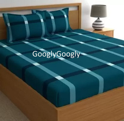 GooglyGoogly 360 TC Cotton Queen Checkered Fitted (Elastic) Bedsheet(Pack of 1, Multicolor)