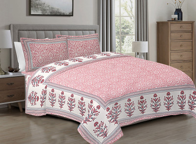 R Print Cotton Queen Flat 230 TC Floral Bedsheet(Pack of 1, Petite Orchid)