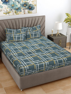 Fabinaliv 300 TC Polycotton King Abstract Flat Bedsheet(Pack of 1, Grey)
