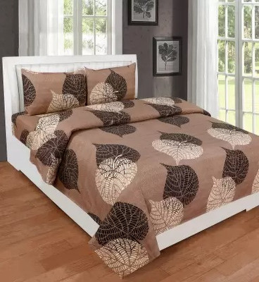jim-Dandy 144 TC Polycotton Double 3D Printed Flat Bedsheet(Pack of 1, Brown)