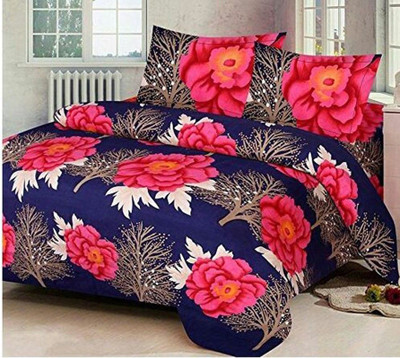 Aaarav textile Polycotton, Microfiber, Cotton Blend Double Flat 160 TC 3D Printed Bedsheet(Pack of 1, Red)