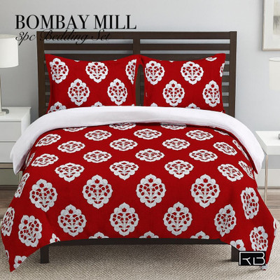 Flipkart SmartBuy Cotton Double Flat 104 TC Floral Bedsheet(Pack of 1, Red)