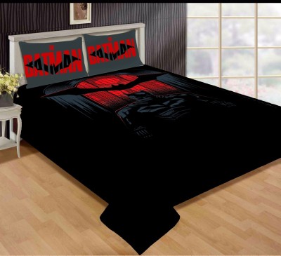 NARULA TRADERS 280 TC Velvet Double 3D Printed Flat Bedsheet(Pack of 1, Black)