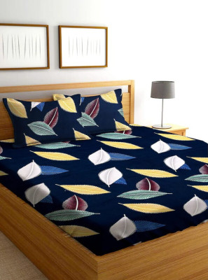 DB CREATIONS Cotton King Fitted (Elastic) 210 TC Printed Bedsheet(Pack of 1, Multicolor, Black)