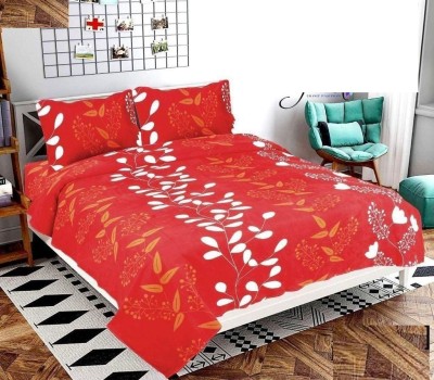kumar international 180 TC Cotton Double Floral Flat Bedsheet(Pack of 1, Red)