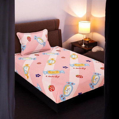 HOMYBEES 110 TC Polyester Single Abstract Flat Bedsheet(Pack of 1, Maroon)