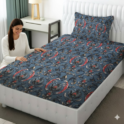 Home Stylish Polycotton Single Flat 220 TC Floral Bedsheet(Pack of 1, Midnight Opal)