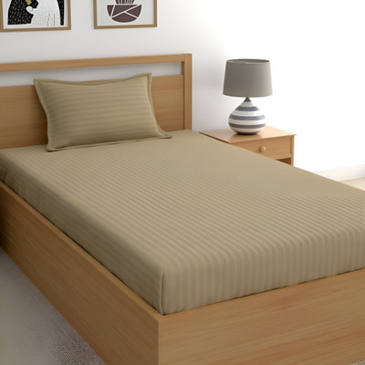 pitit custon Polycotton Single Flat 150 TC Printed Bedsheet(Pack of 1, SOLID BEIGE)