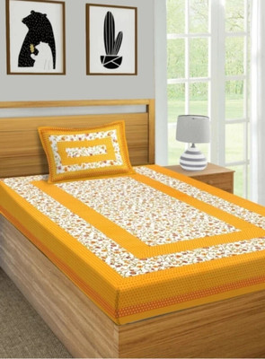 SOFTHUB 144 TC Cotton Single Jaipuri Prints Flat Bedsheet(Pack of 1, Multicolor)