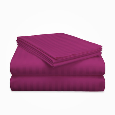 UpLoom Microfiber Double Flat 150 TC Striped Bedsheet(Pack of 1, Wine)