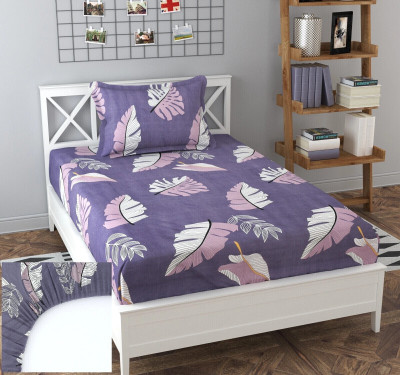 DECORHUT FAB 160 TC Microfiber Single Floral Fitted (Elastic) Bedsheet(Pack of 1, Multicolor)