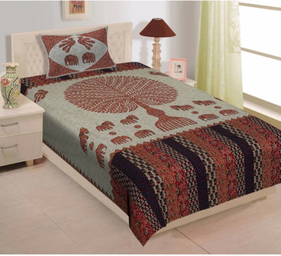 KAANY FAB 104 TC Cotton Double Jaipuri Prints Flat Bedsheet(Pack of 1, Multicolor)