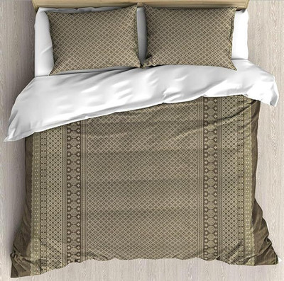 LavishFabrics Cotton Blend Double Flat 450 TC Printed Bedsheet(Pack of 1, Dark Brown)