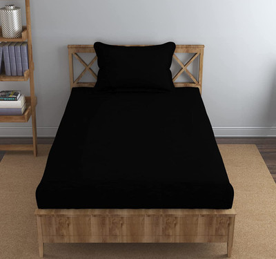 TURIYA 180 TC Microfiber Single Solid Flat Bedsheet(Pack of 1, Black)