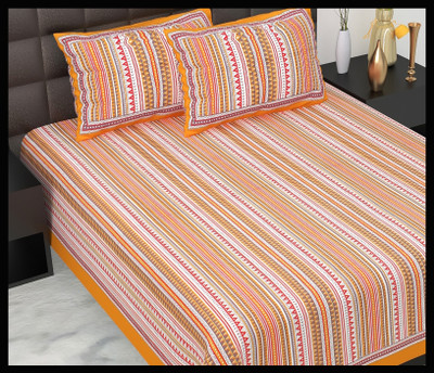 JAIPUR PRINTS Cotton Double Flat 160 TC Printed Bedsheet(Pack of 1, Brown)