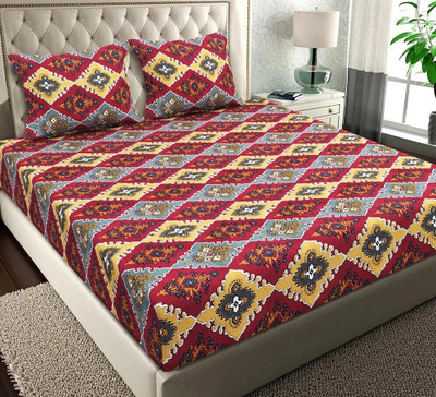 VAS COLLECTIONS Microfiber Double Flat 144 TC Abstract Bedsheet(Pack of 1, Jaipuri Print Multicolor -3)