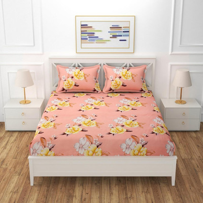 Ulom 220 TC Microfiber Double Floral Fitted (Elastic) Bedsheet(Pack of 1, multi flower78)