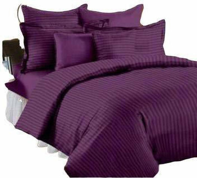 ABC Cotton King Flat 300 TC Striped Bedsheet(Pack of 1, Purple)