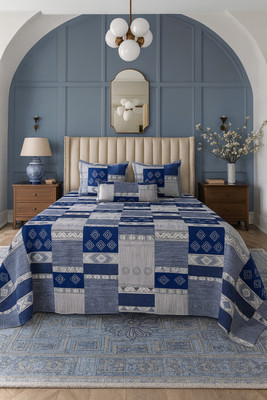 SCHp Cotton Super King Flat 320 TC Printed Bedsheet(Pack of 1, B_23)