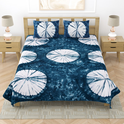Shama Dye Cotton King Flat 350 TC Jaipuri Prints Bedsheet(Pack of 1, Multicolor)