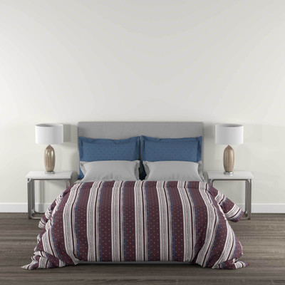 MYTRIDENT Cotton Queen Flat 144 TC Geometric Bedsheet(Pack of 1, Lilith Choclate)