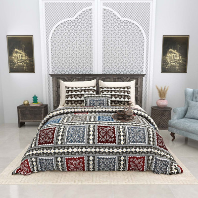 RJ Cotton King Flat 210 TC Printed Bedsheet(Pack of 1, Blue)