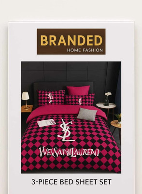 Vocal For Local Cotton Double Flat 144 TC Printed Bedsheet(Pack of 1, Pink)
